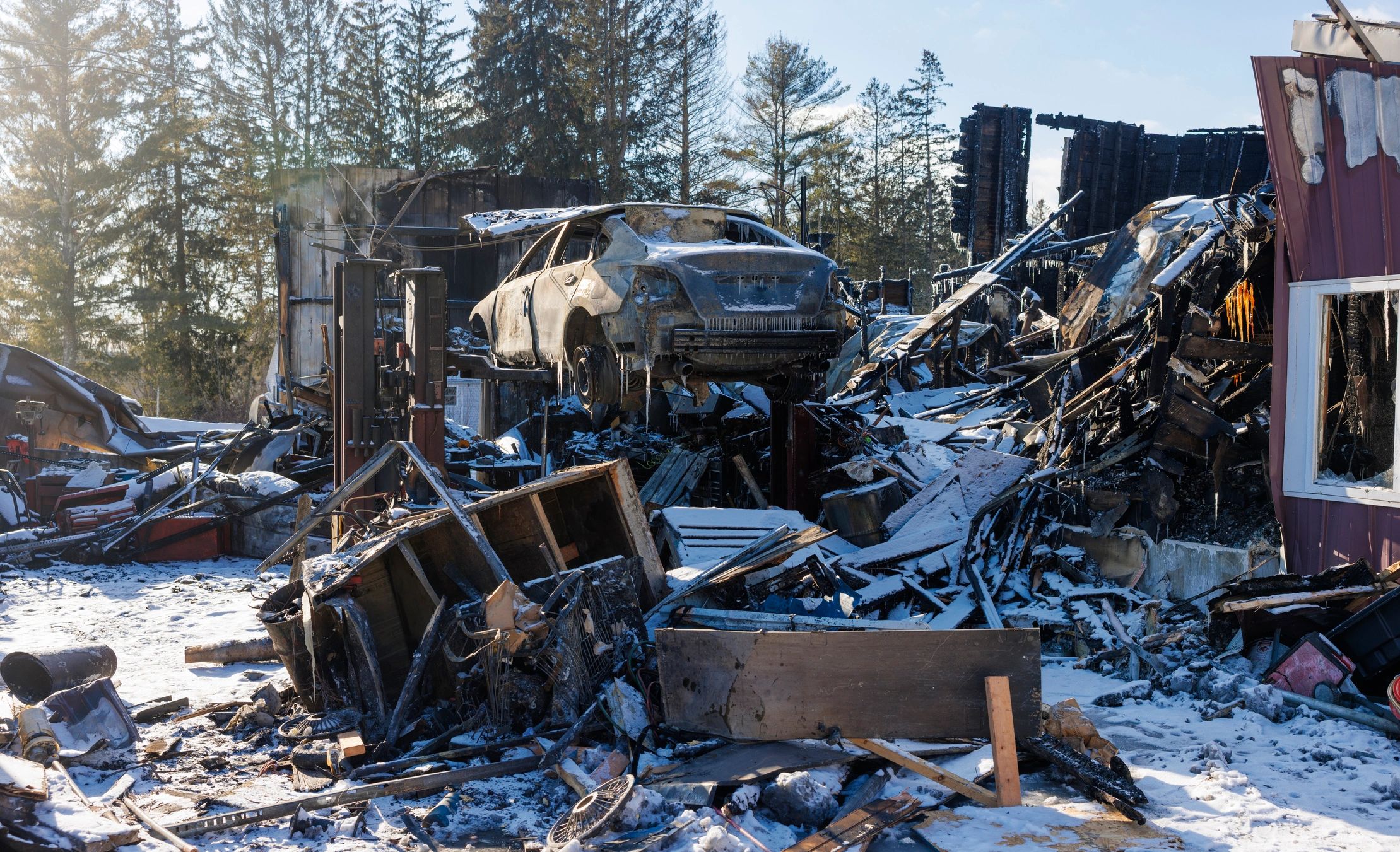 Fire-damaged property representing emergency restoration response